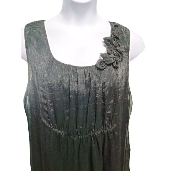 Perseption Women Black Sleeveless Floral Applique Top 2X - Picture 3 of 7
